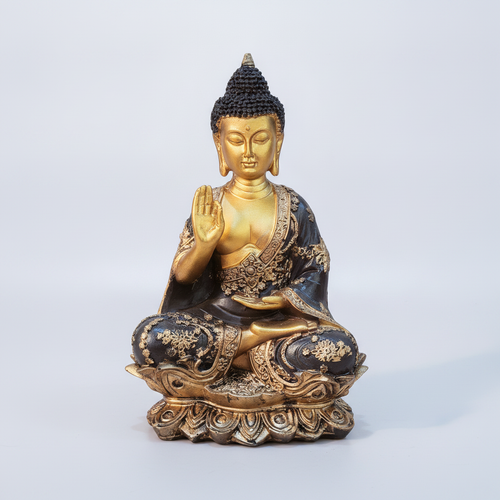 Gautam Buddha Statue Gold & Black Resin Figurine