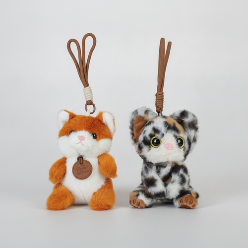 Cute Plush Animal Keychain Soft Toy – Cat & Hamster