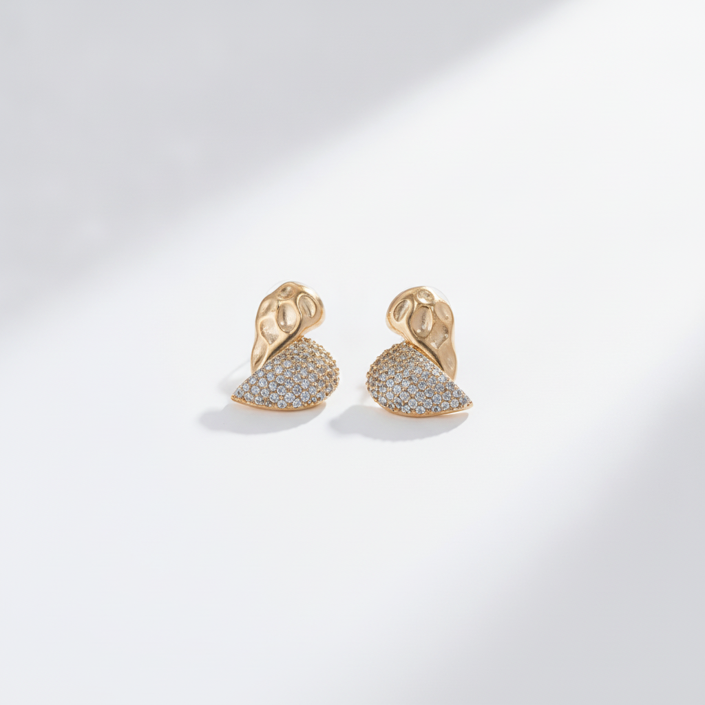 Gold-Tone Pavé Crystal Teardrop Stud Earrings