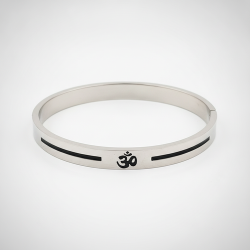 Men's Silver Om Bangle Bracelet – Sacred Symbol Kara