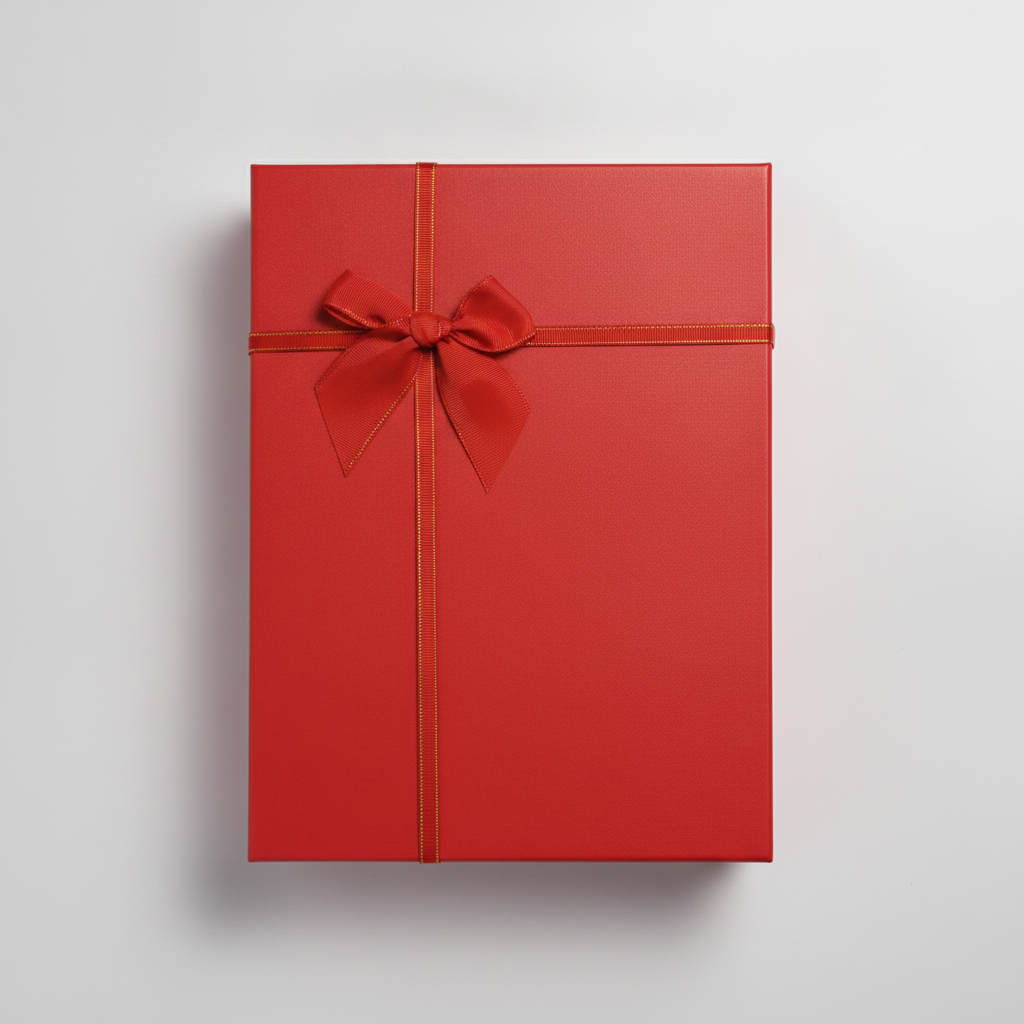 Elegant Red Gift Hamper Box with Satin Bow Ribbon