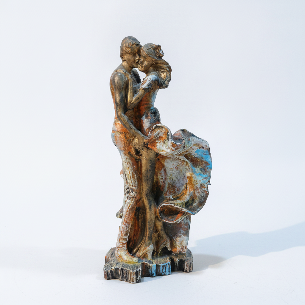 Romantic Dancing Couple Sculpture – 8.5" Poly Resin Figurine