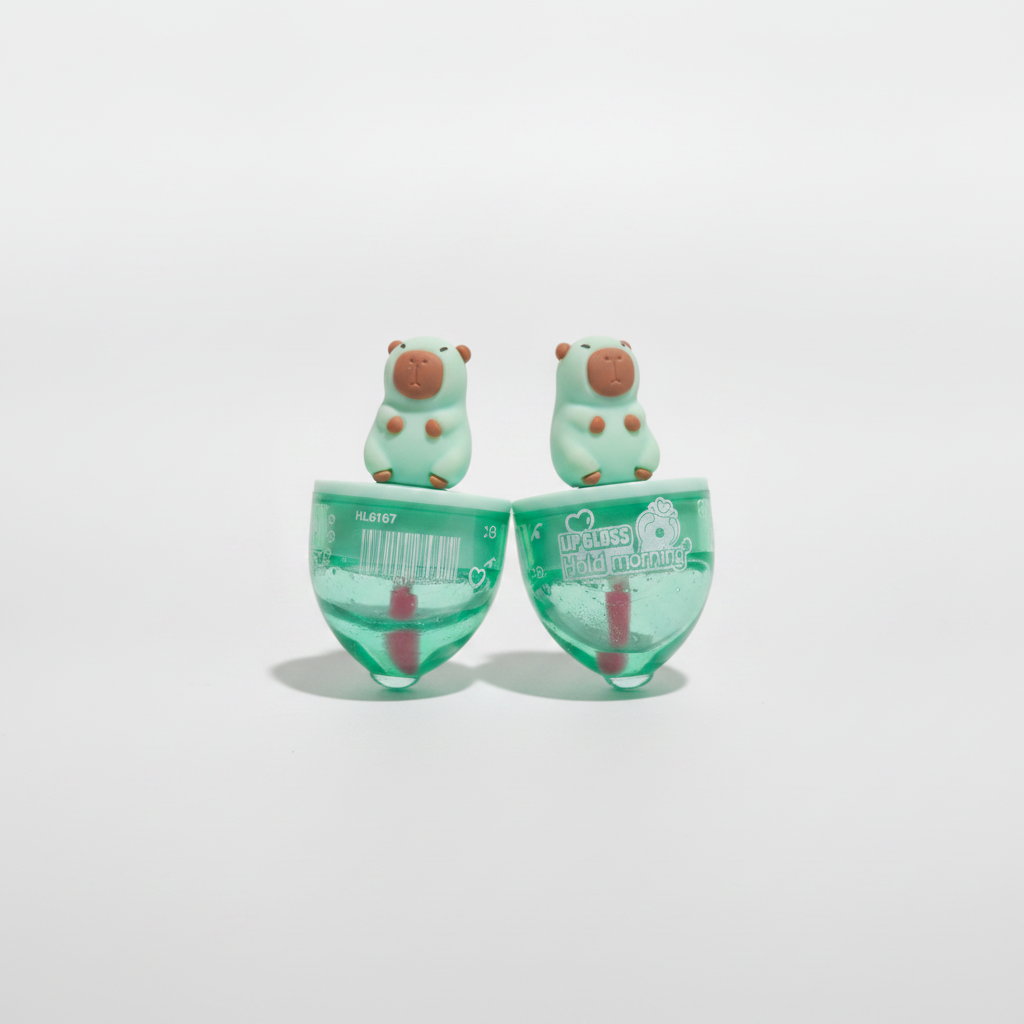 Glam Fair Kids Lip Gloss Cute Bear Cap – Mint Green
