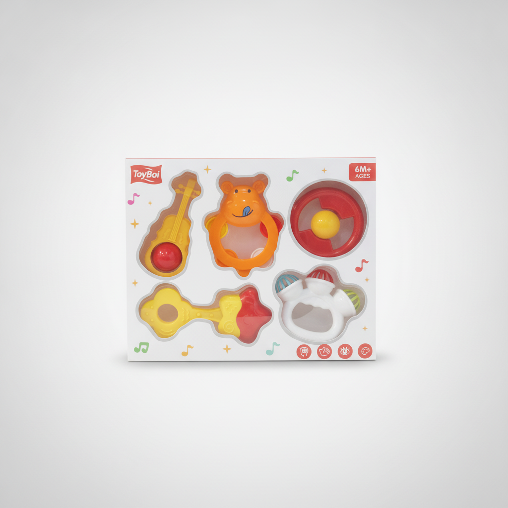 ToyBoi Baby Rattle Set 5-Piece Sensory Toy Gift Set 6M+