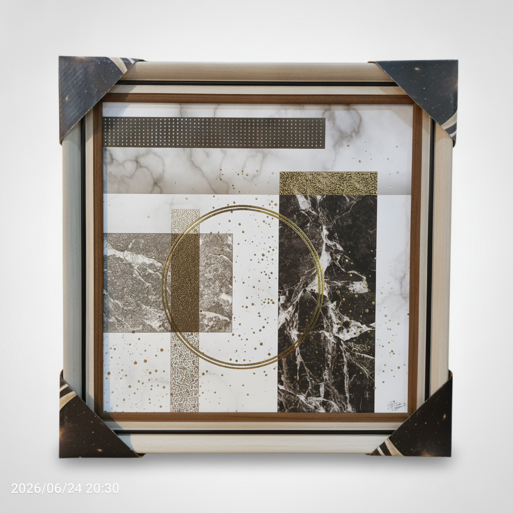 Abstract Marble & Gold Geometric Framed Wall Art