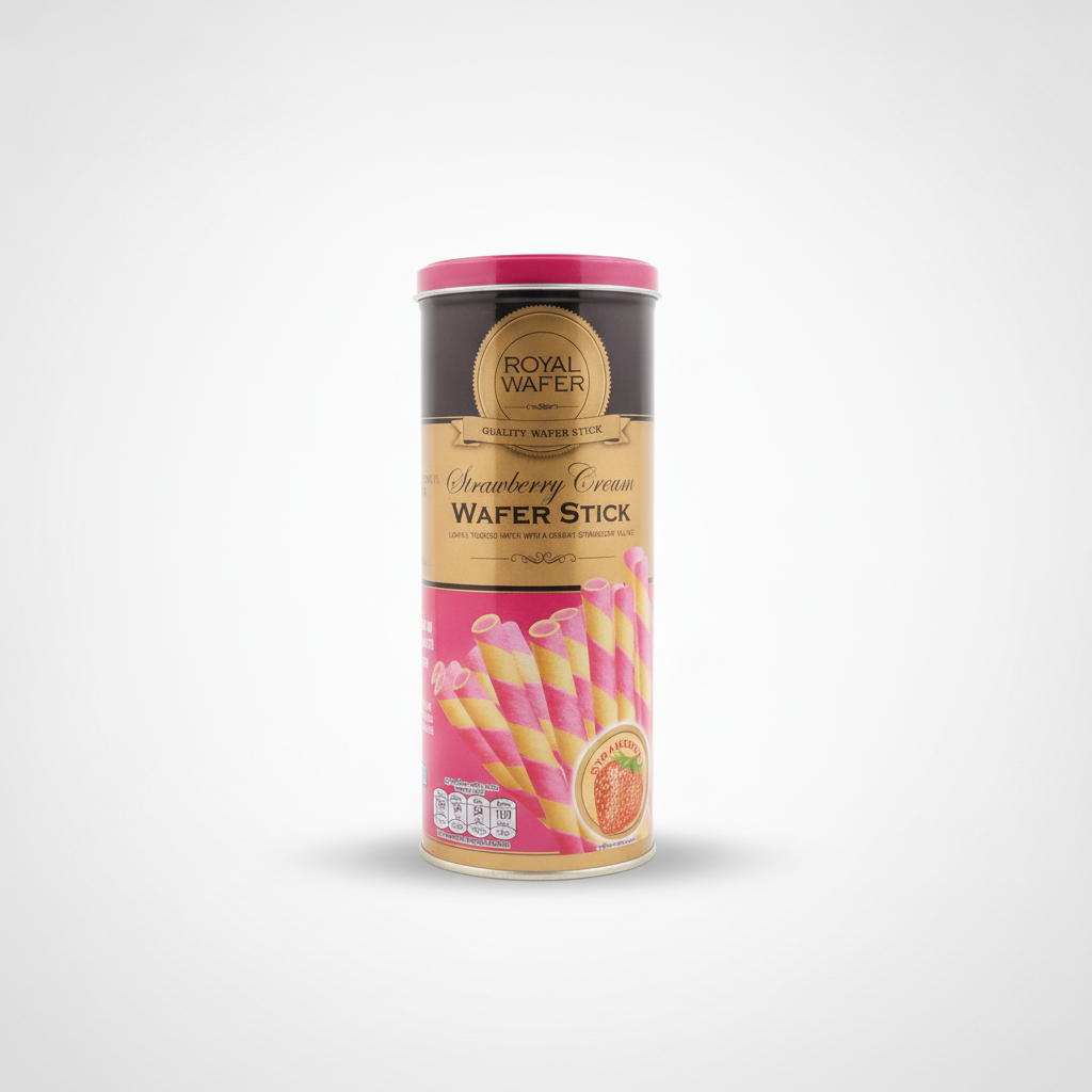 Royal Wafer Strawberry Cream Wafer Sticks Canister