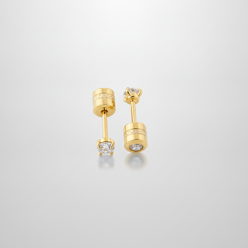 Double-Sided Gold Stud Earring for Men | CZ Crystal