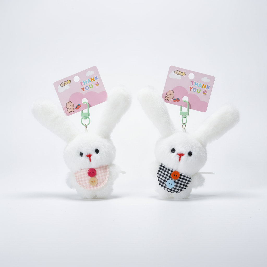 Cute Bunny Plush Keychain – Fluffy Rabbit Bag Charm