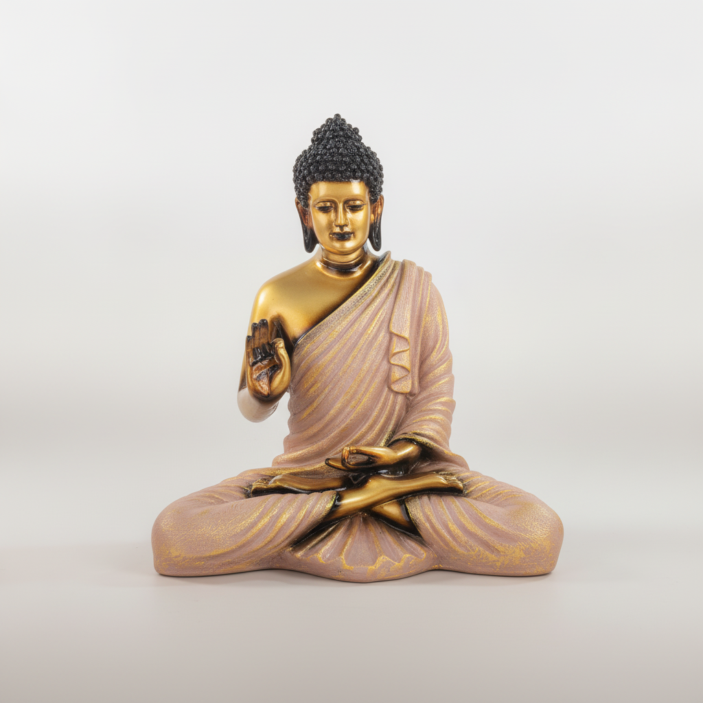 Golden Meditating Buddha Statue – Decorative Resin Figurine