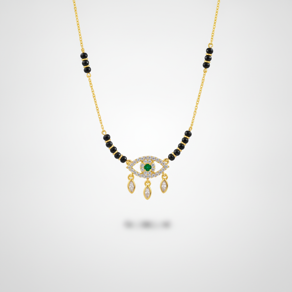 Evil Eye Mangalsutra Pendant Necklace – Gold & Black