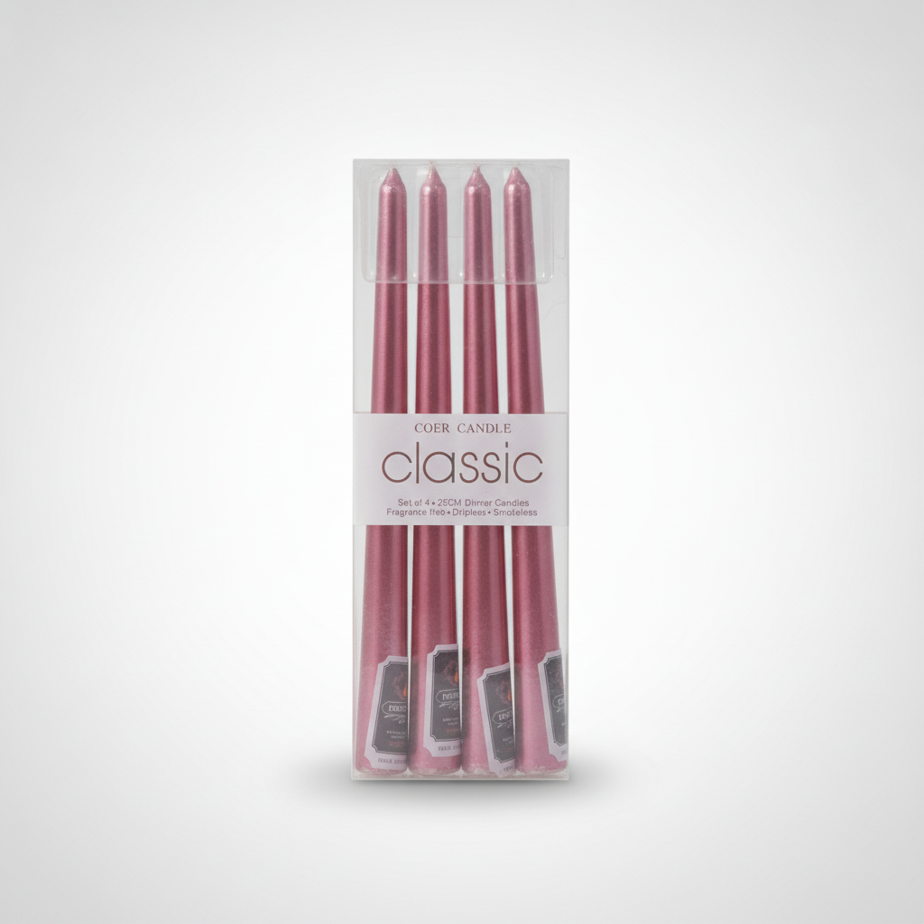 Classic Red Taper Dinner Candles – Set of 4 (25cm)