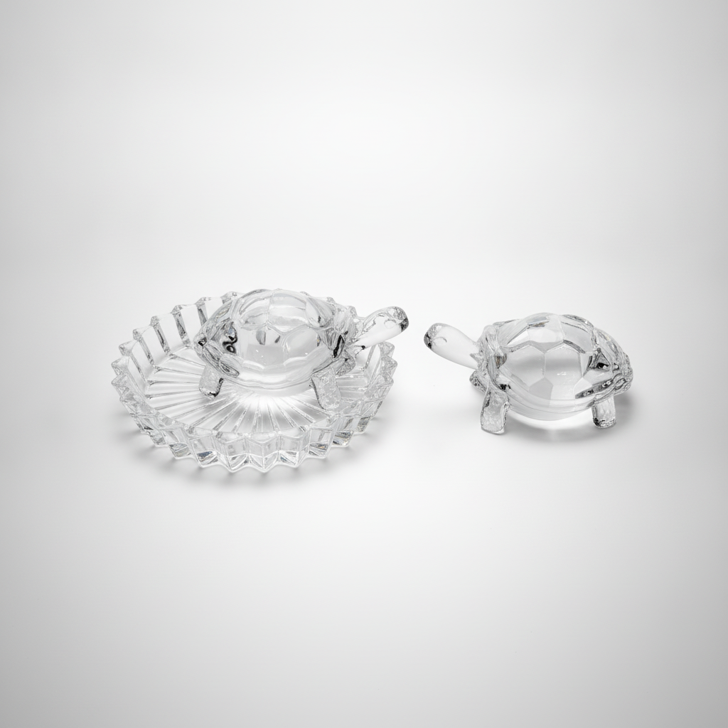Crystal Clear Glass Turtle Figurines