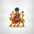 Goddess Durga Idol on Tiger – Gold-Tone Decorative Figurine