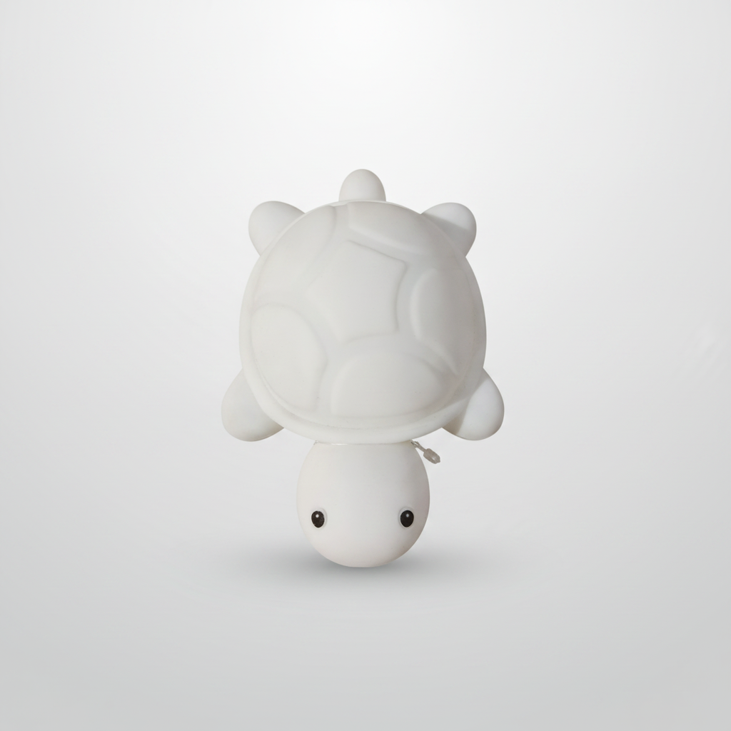 Cute White Turtle Night Light – Soft Silicone LED Lamp