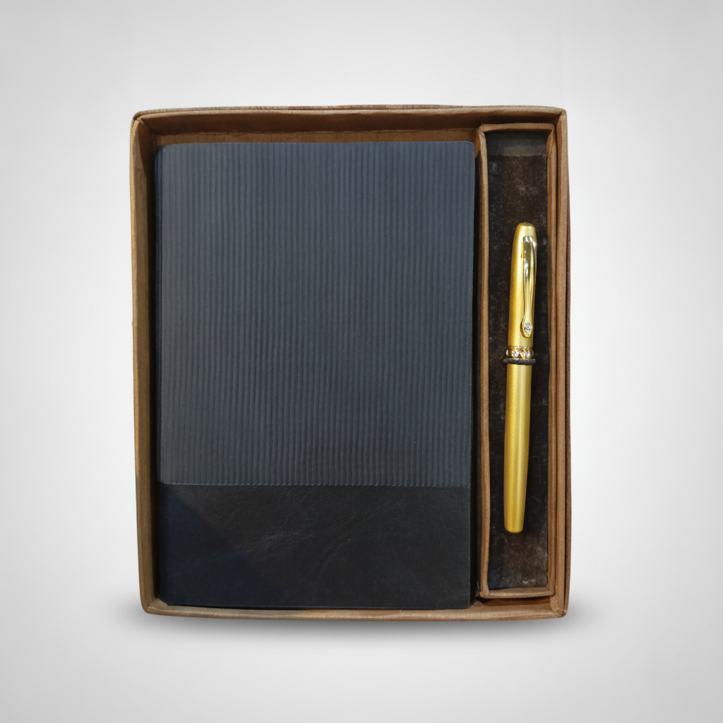 Customisable Notebook & Gold Pen Gift Set