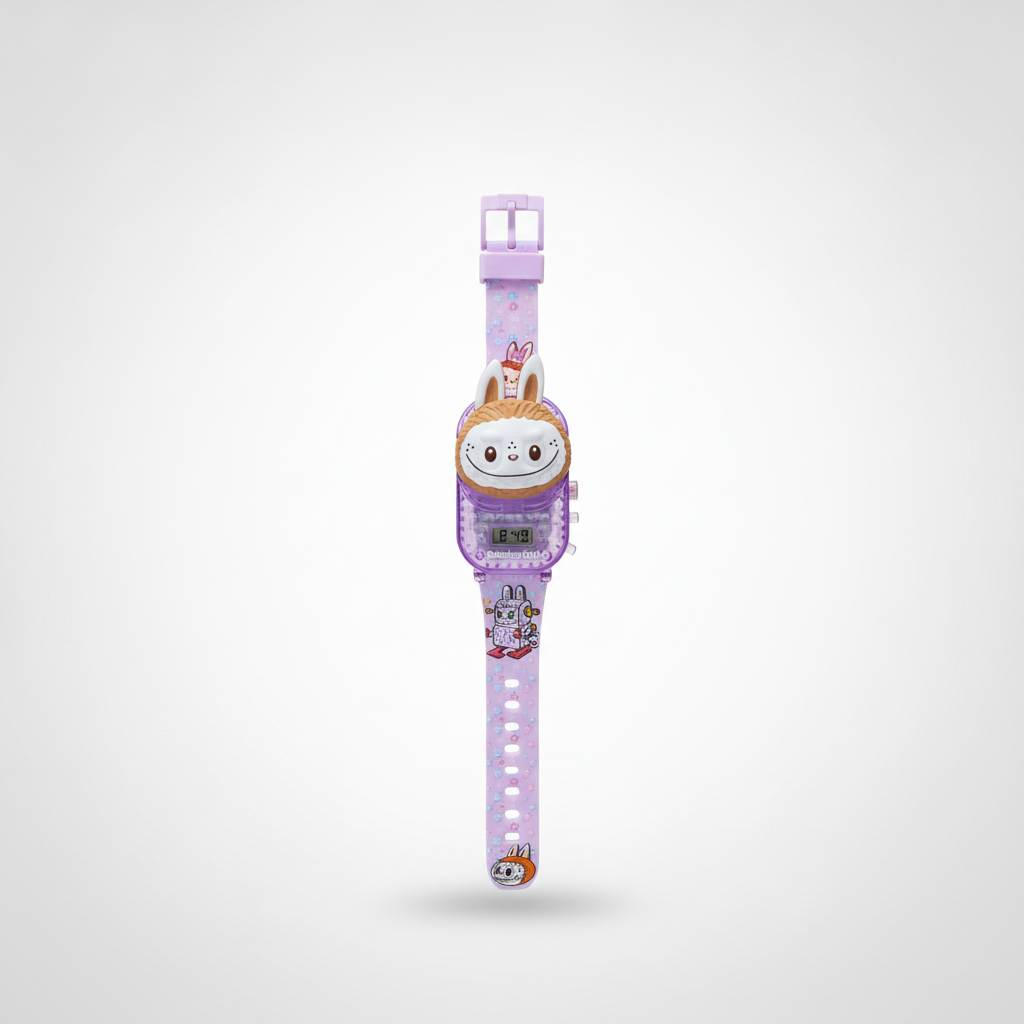 Lavender Loocha Kids Digital Watch with Spinning Light Top