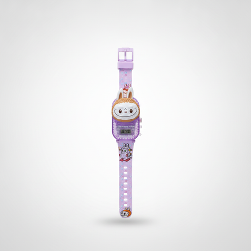 Lavender Loocha Kids Digital Watch with Spinning Light Top