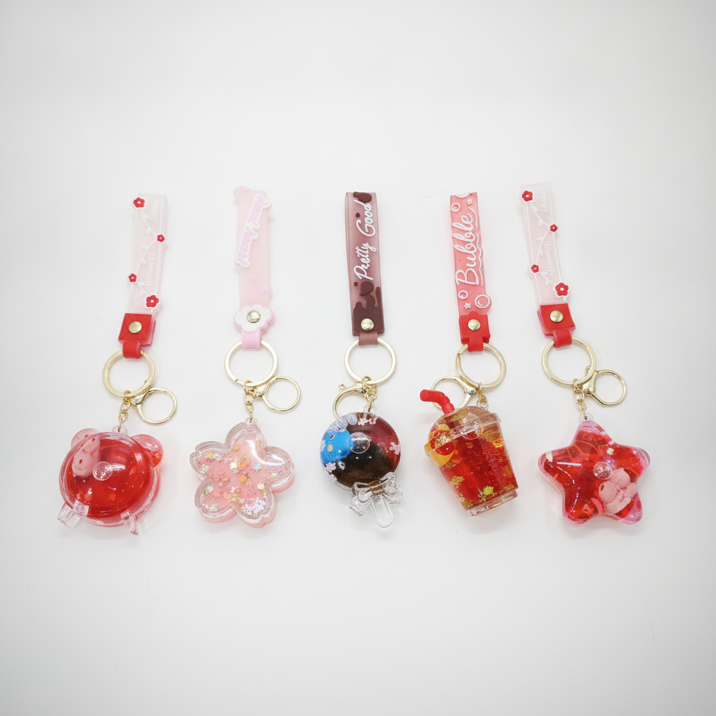 Cute Crystal Liquid Keychain Charm – Kawaii Collection
