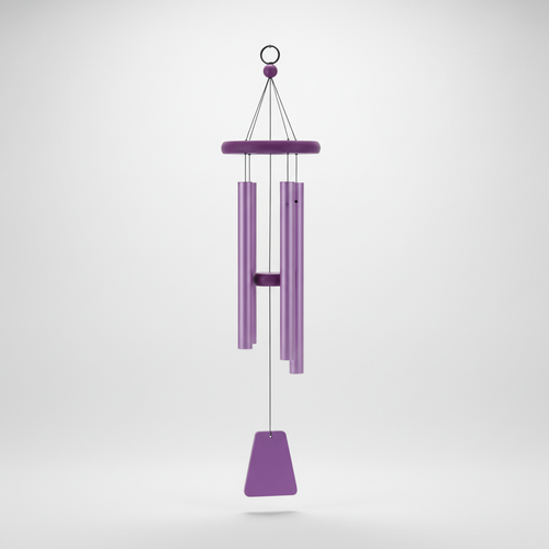 Purple Metal Tube Wind Chime with Wooden Accents