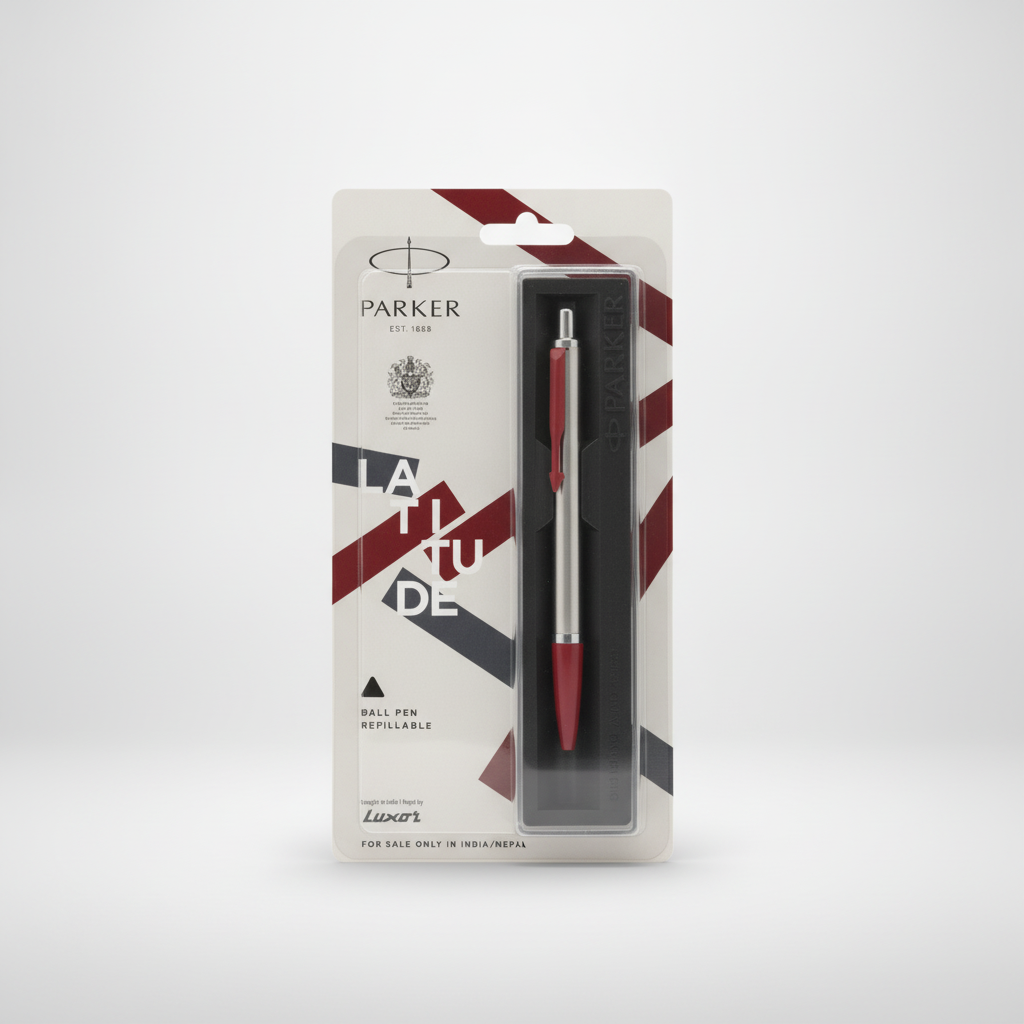 Parker Latitude Stainless Steel & Red Ballpoint Pen