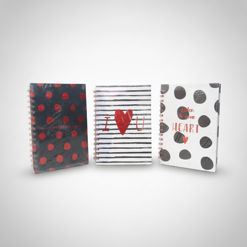 Romantic Spiral Diary Notebook – Love-Themed Journal (Set of 3)