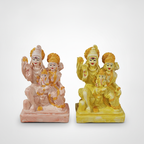 Shiva Parvati Ganesha Family Idol – Hindu Deity Figurine