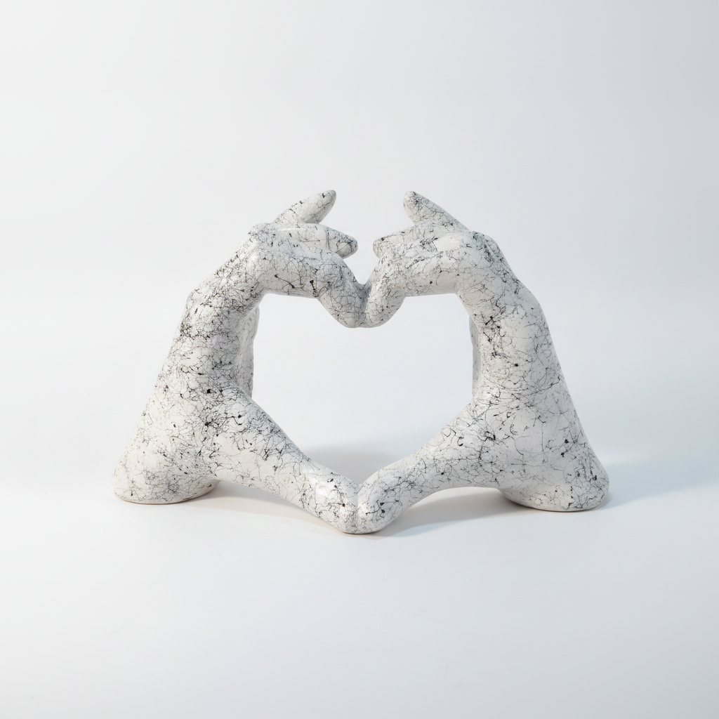 Heart Hands Sculpture – Marble Finish Poly Resin Décor