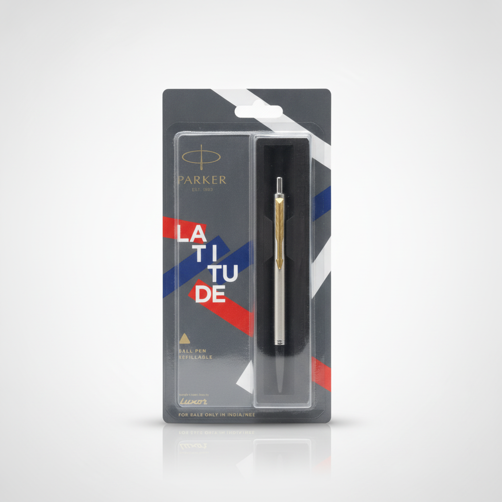 Parker Latitude Stainless Steel & Gold Trim Ballpoint Pen