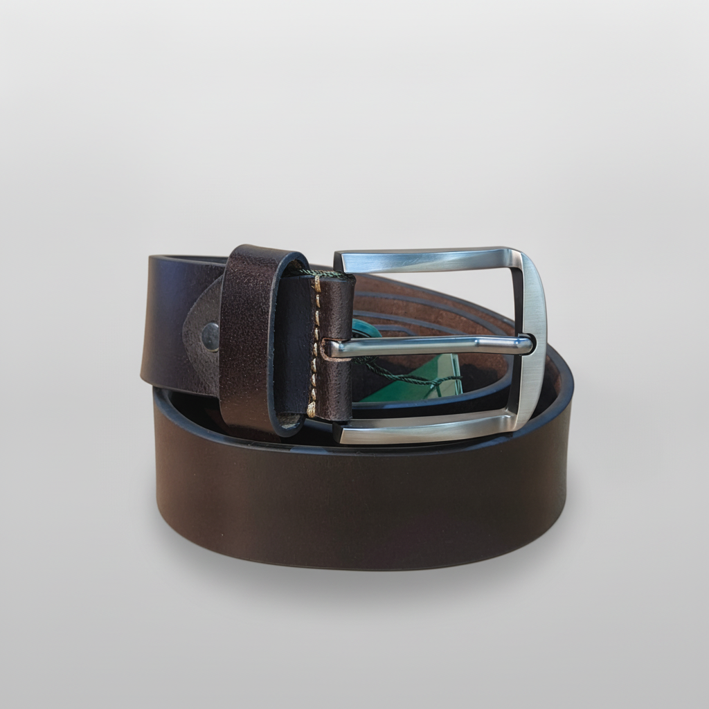 Wrangler Men's Dark Brown Leather Belt – 105 cm