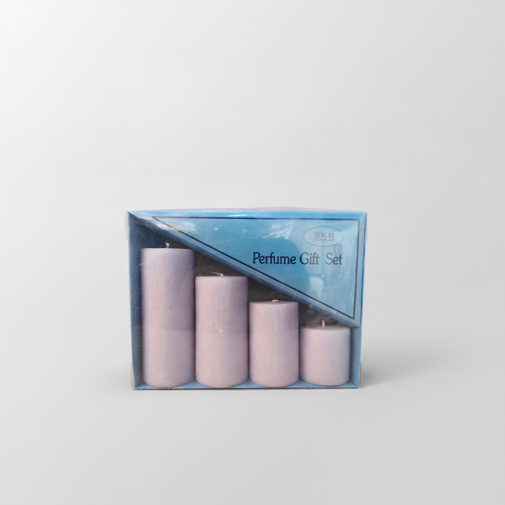 SKG Candles Lavender Pillar Candle Perfume Gift Set – 4 Pc