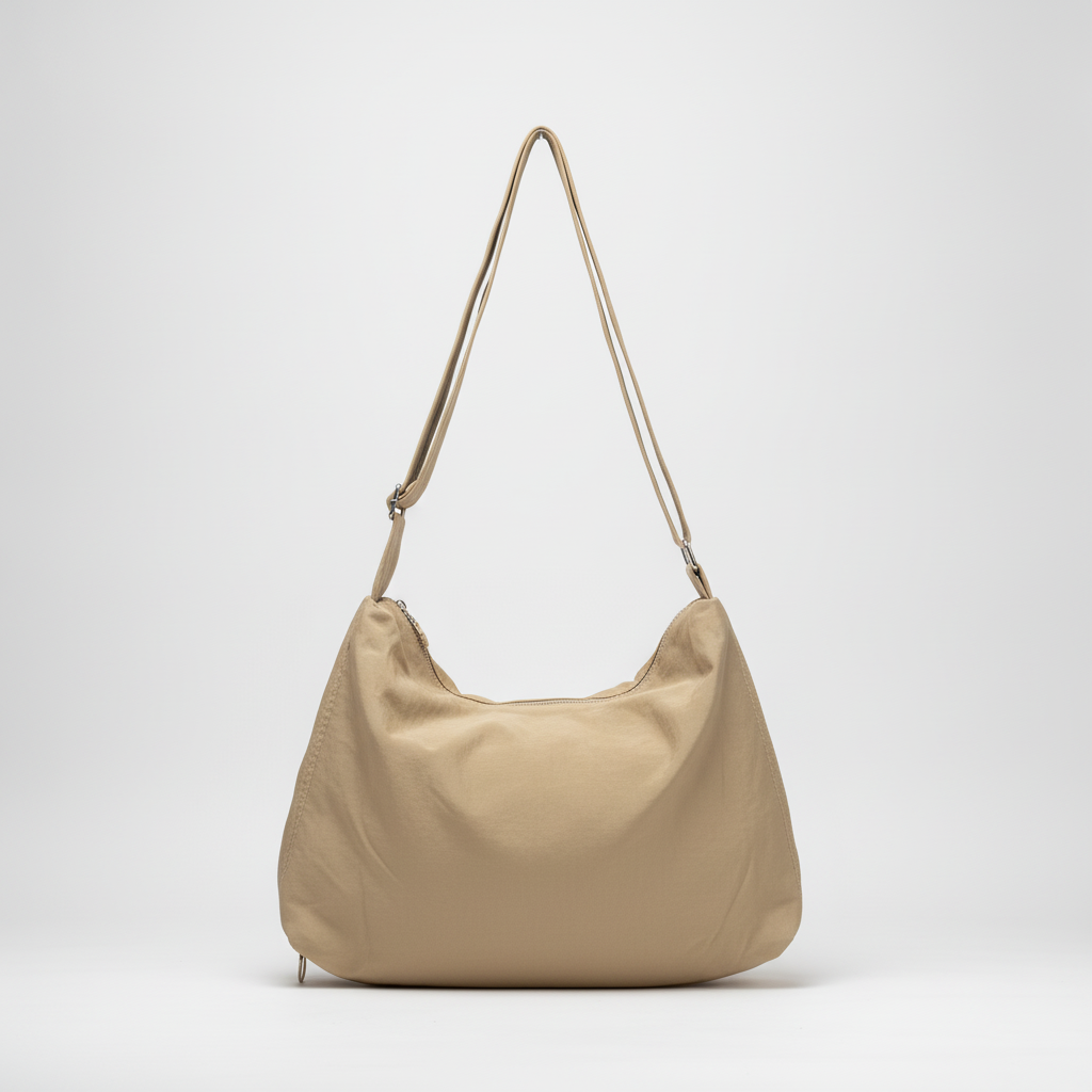 Unisex Slouchy Nylon Hobo Bag with Adjustable Strap