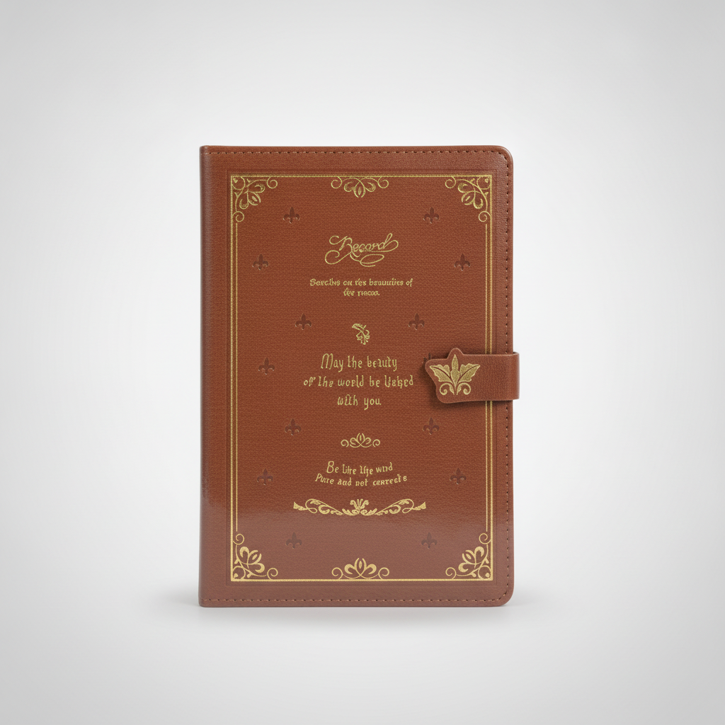 Vintage Leather Journal Diary with Gold Embossed Design