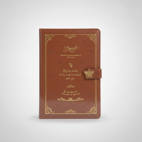 Vintage Leather Journal Diary with Gold Embossed Design