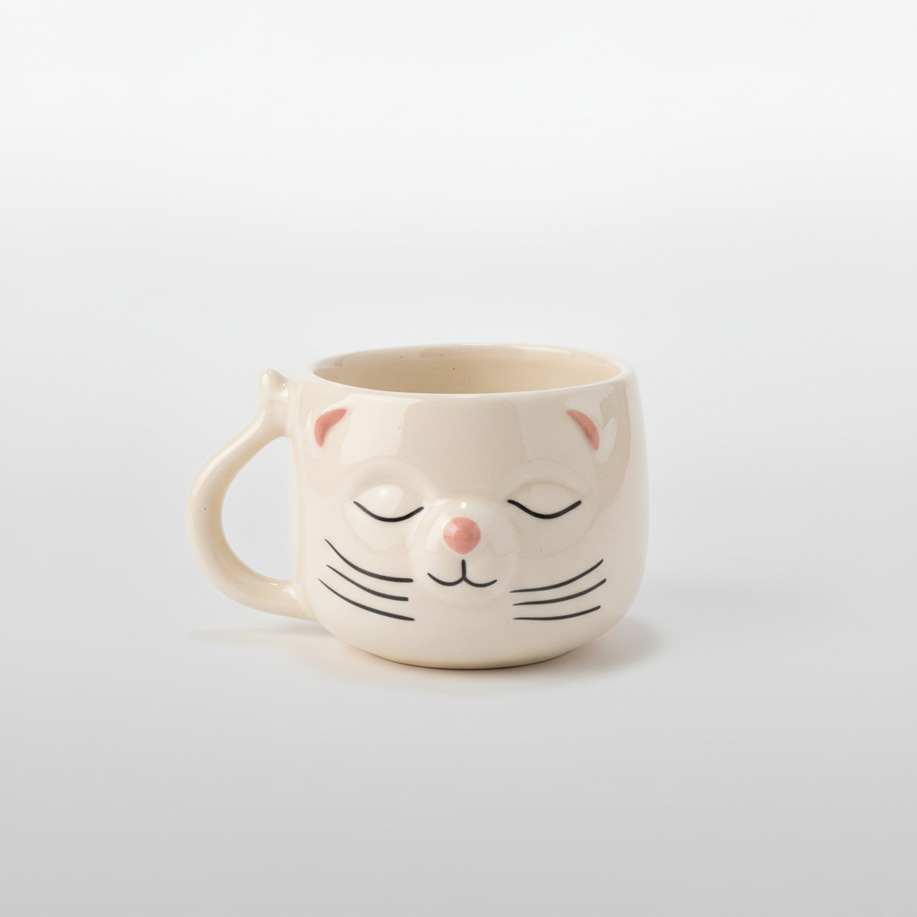 Sleepy Cat Ceramic Mug – Cute Kitten Coffee Cup