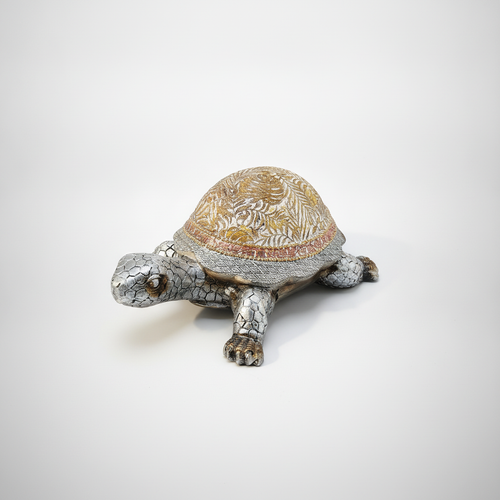Decorative Tortoise Figurine – Gold & Silver Resin Statue