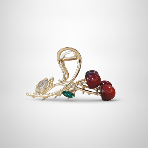 Cherry Blossom Gold Hair Claw Clip with Crystal Accents