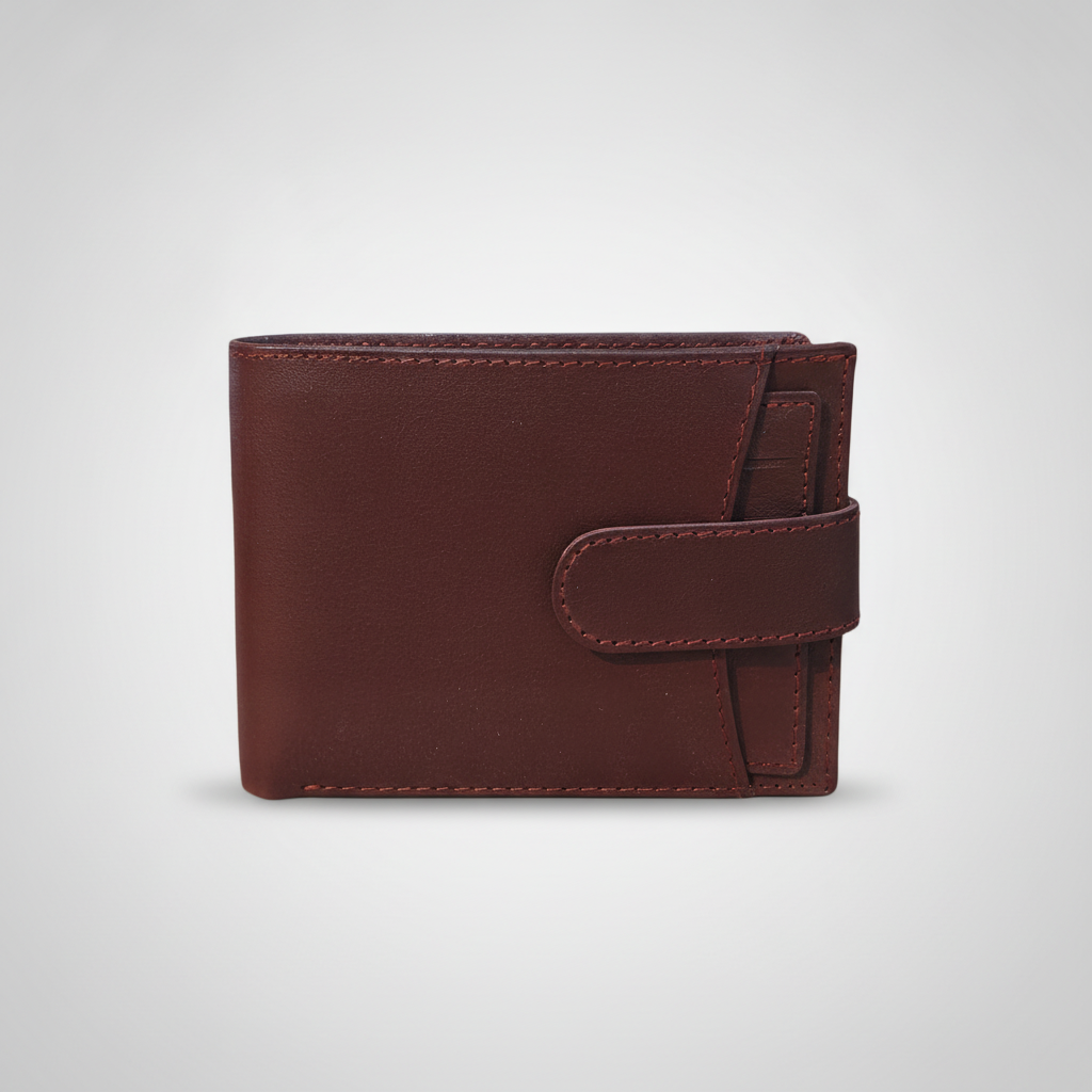 Wrangler Men's Brown Leather Bifold Wallet with Clasp