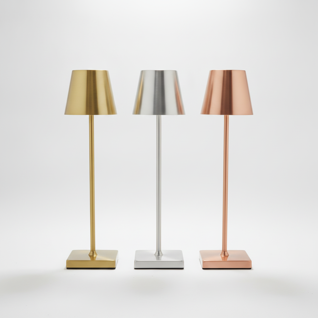 Slim Metal Table Lamp – Cordless Rechargeable, 3 Finishes