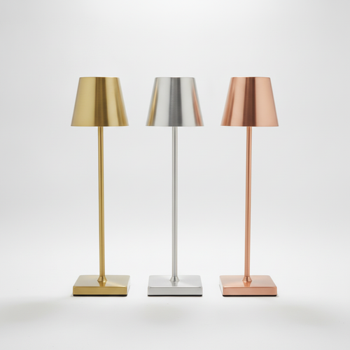 Slim Metal Table Lamp – Cordless Rechargeable, 3 Finishes