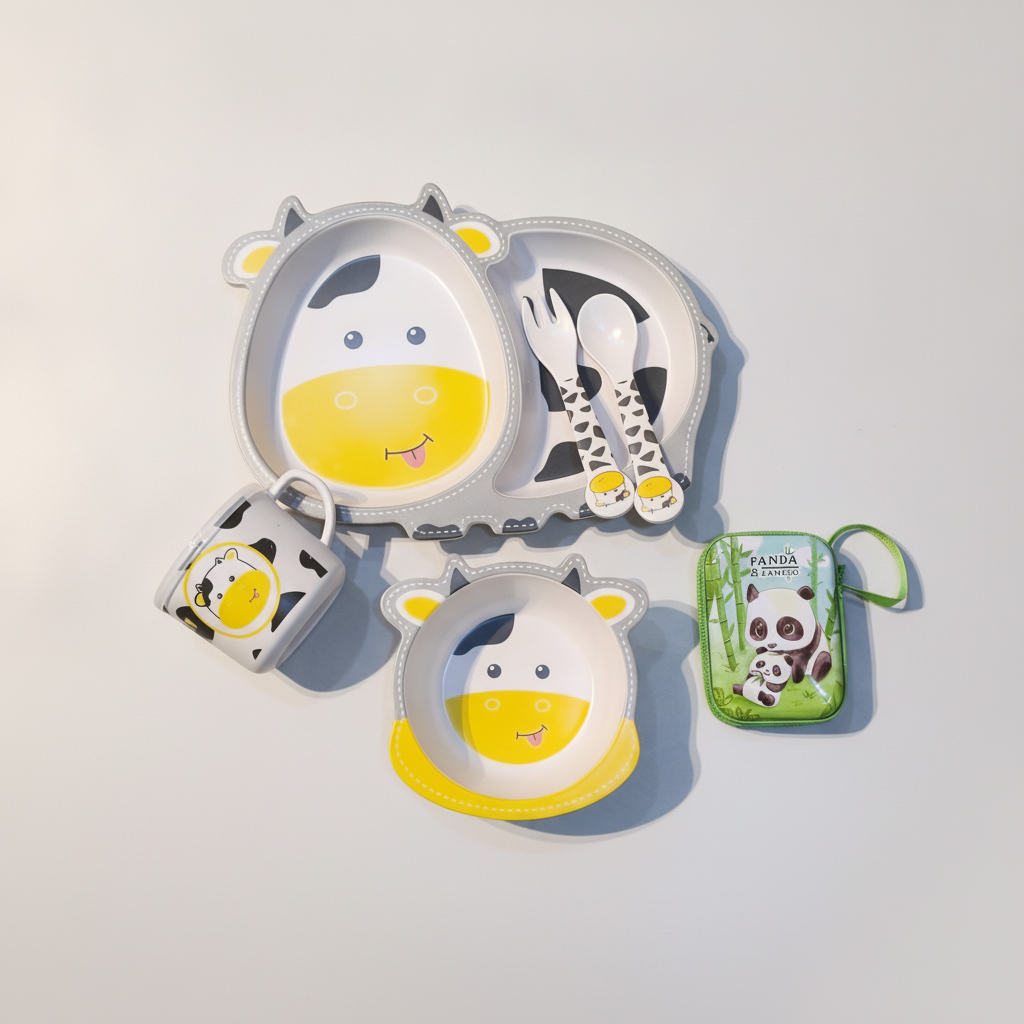Cute Cow Baby Dinnerware Set – 5-Piece Mealtime Fun