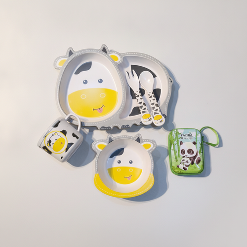 Cute Cow Baby Dinnerware Set – 5-Piece Mealtime Fun