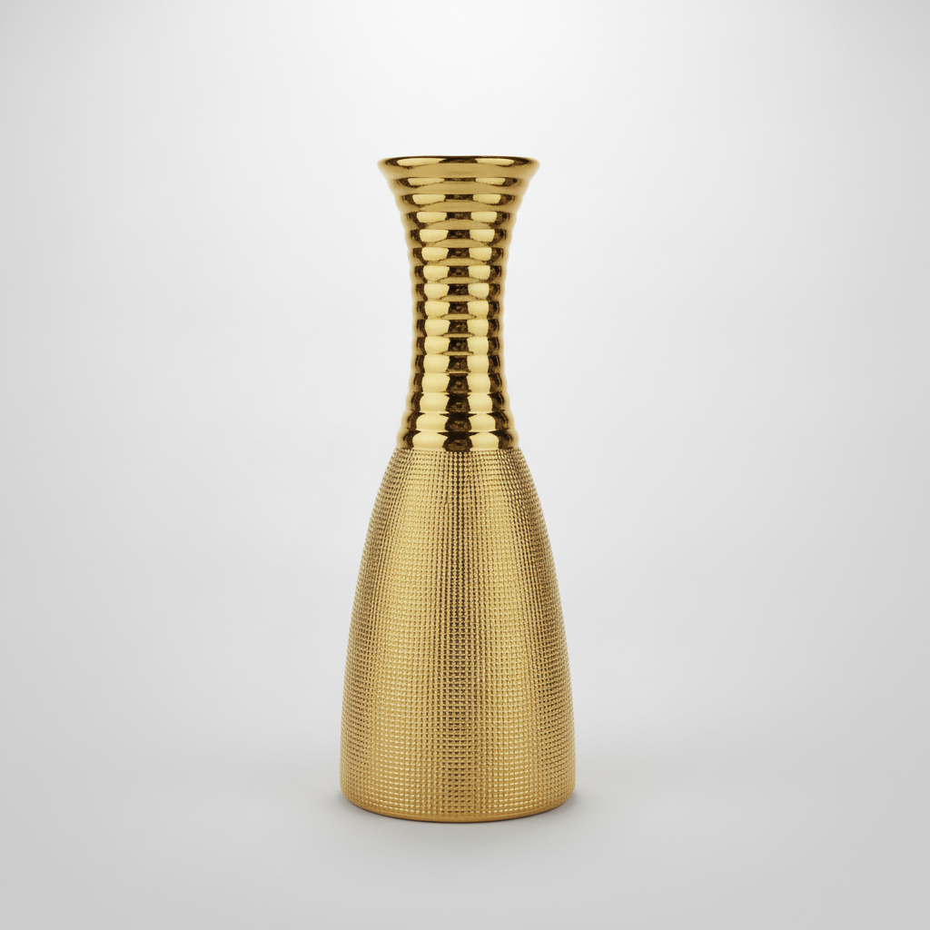 Gold Textured Ceramic Vase | Luxury Home Décor Accent