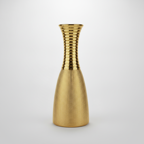 Gold Textured Ceramic Vase | Luxury Home Décor Accent