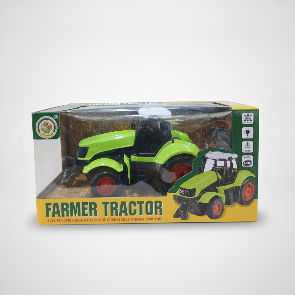 RC Farmer Tractor Toy – Full Function, Lights & USB Charge