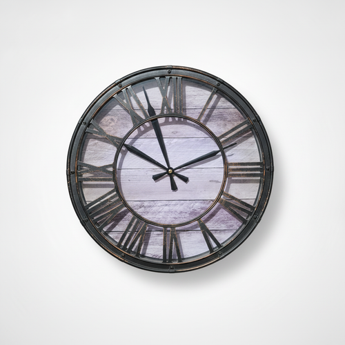 Rustic Industrial Wall Clock with Roman Numerals