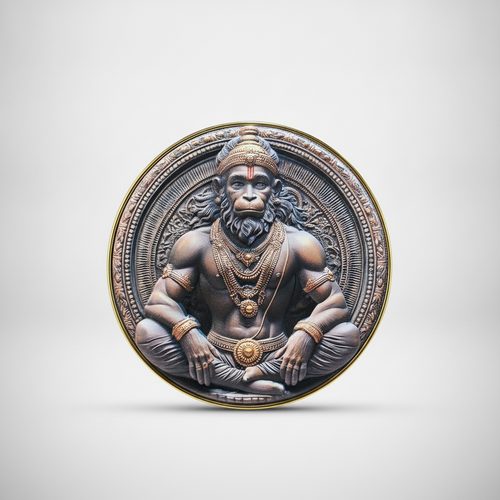 Lord Hanuman Decorative Medallion Plate with Gold Rim