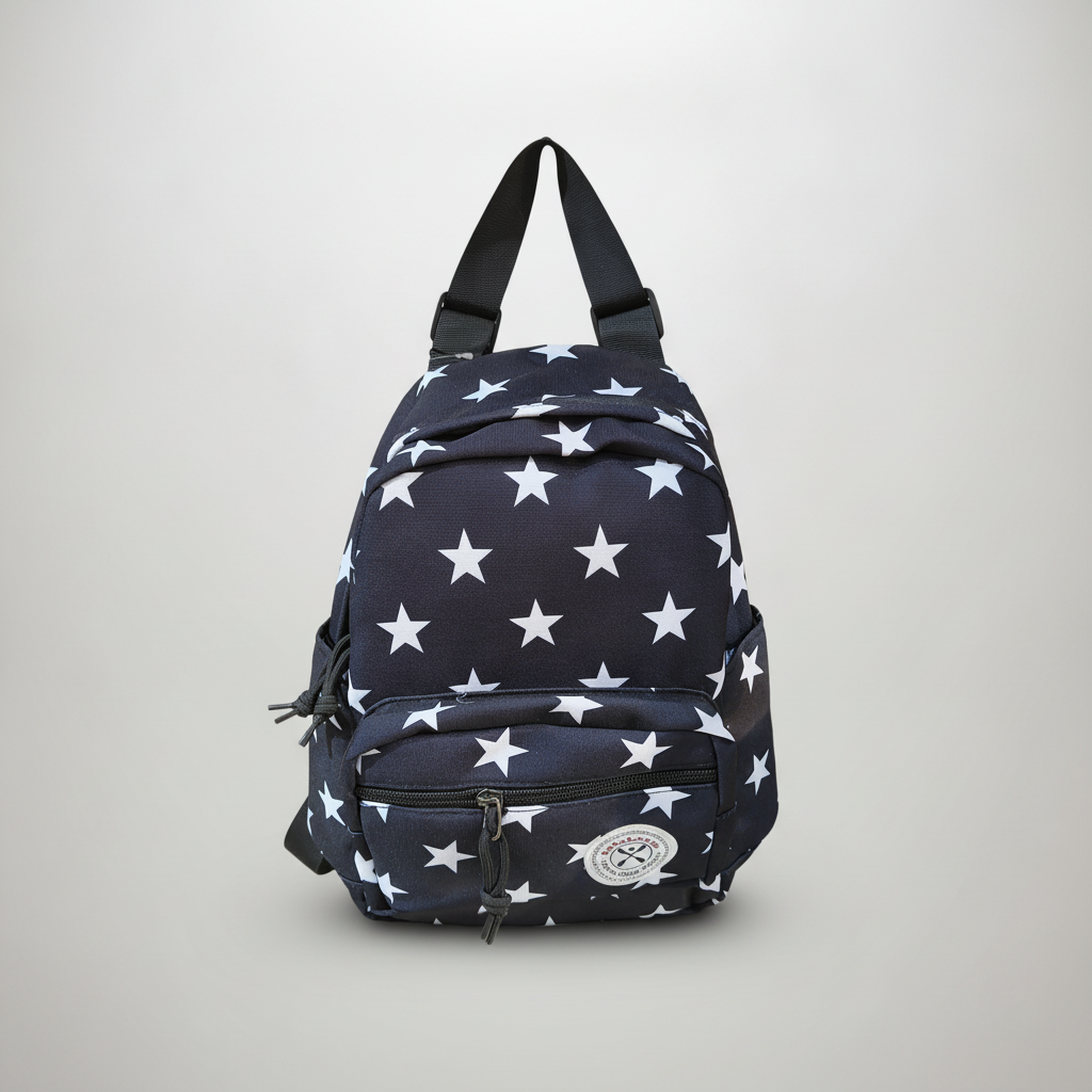 Black Star Print Mini Backpack – Casual Everyday Bag