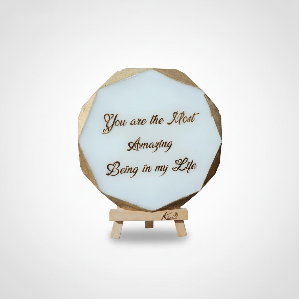 Resin Art Sentiment Plaque – Gold & White Décor Gift