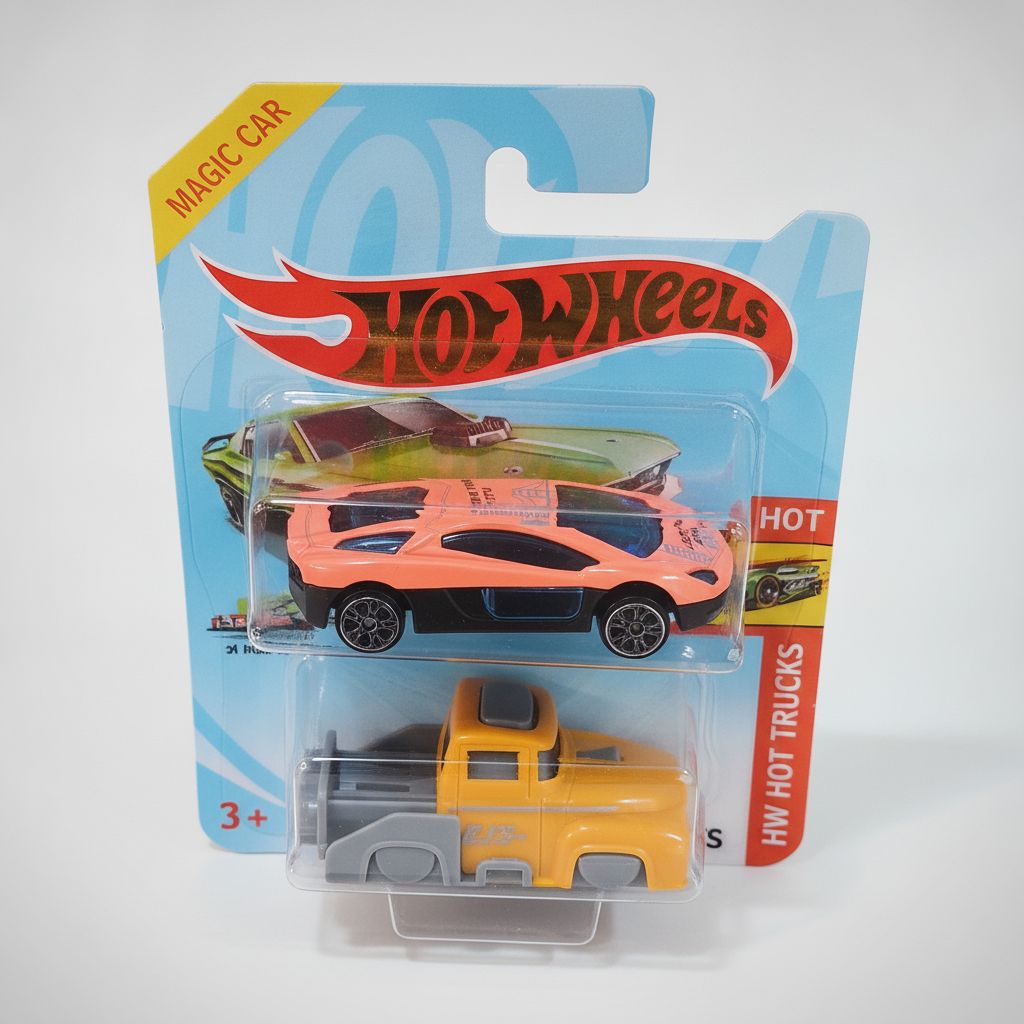 Hot Wheels HW Hot Trucks 2-Pack: Sports Car & Yellow Truck