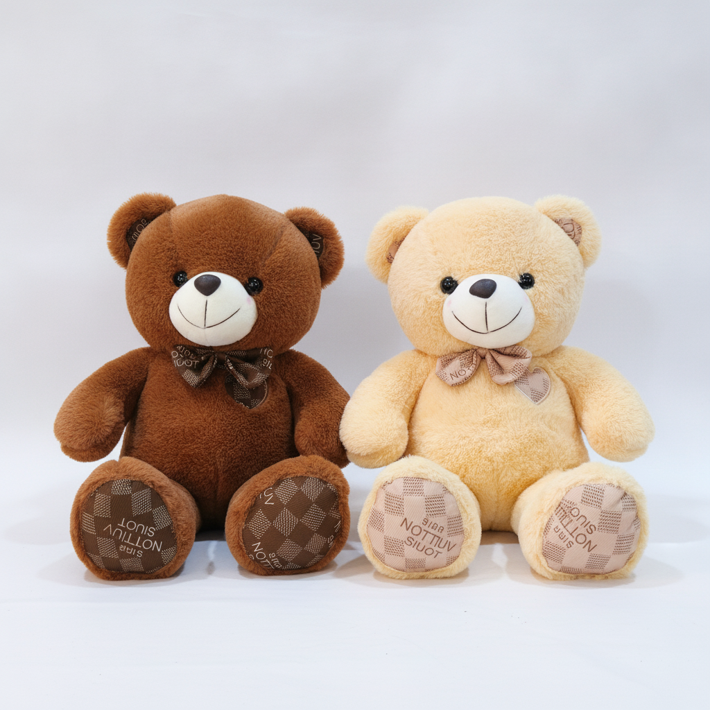 Louis Vuitton-Style Plush Teddy Bear Soft Toy – Set of 2